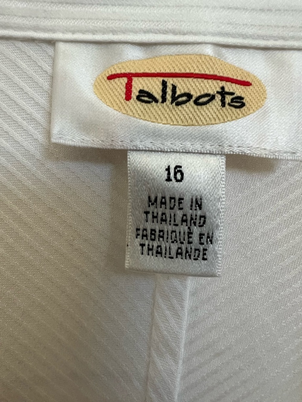 Talbots Women's Blouse Diagonal Striped White Button Shirt SIZE 16 100% Cotton - Picture 4 of 13